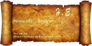 Hosszú Endre névjegykártya
